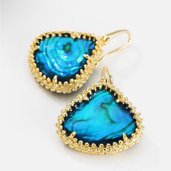 Kendra Scott Kendall framed large teal abalone earrings - Picture 7 of 9